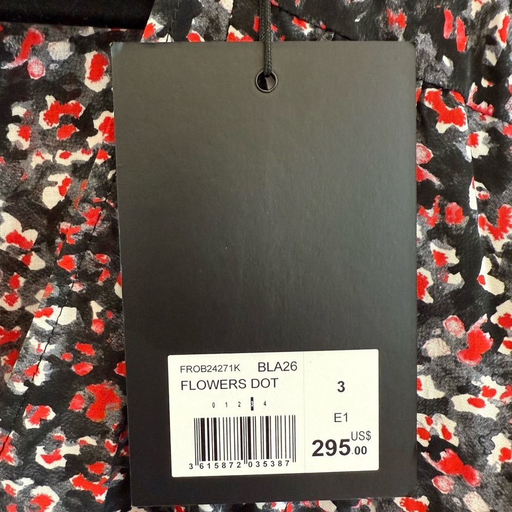 The Kooples Floral Wrap Dress Black Red White Viscose NWT Size 3 Medium Large - Picture 4 of 6